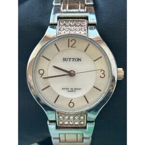 Sutton Silver Tone With Rose Gold Tone Indices Women’s Quartz Watch